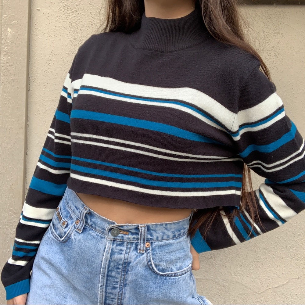Cropped striped turtleneck sweater from Sag Harbor